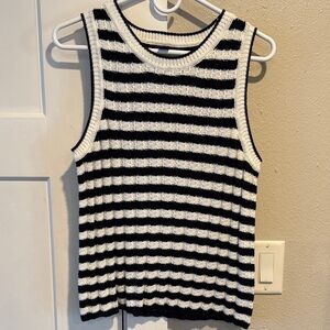 Halogen Black and White Striped Tank Top